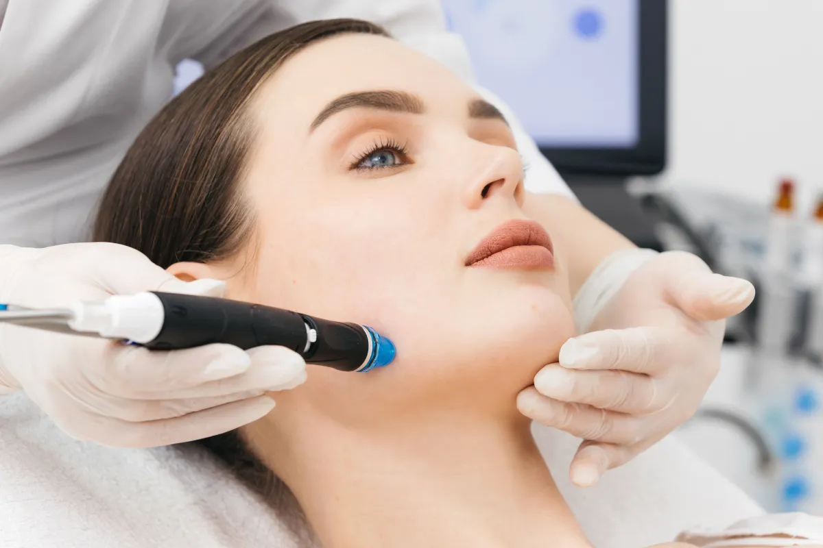 Woman receiving a relaxing Hydrating Facial treatment for clogged pores at Magnetic Aesthetics